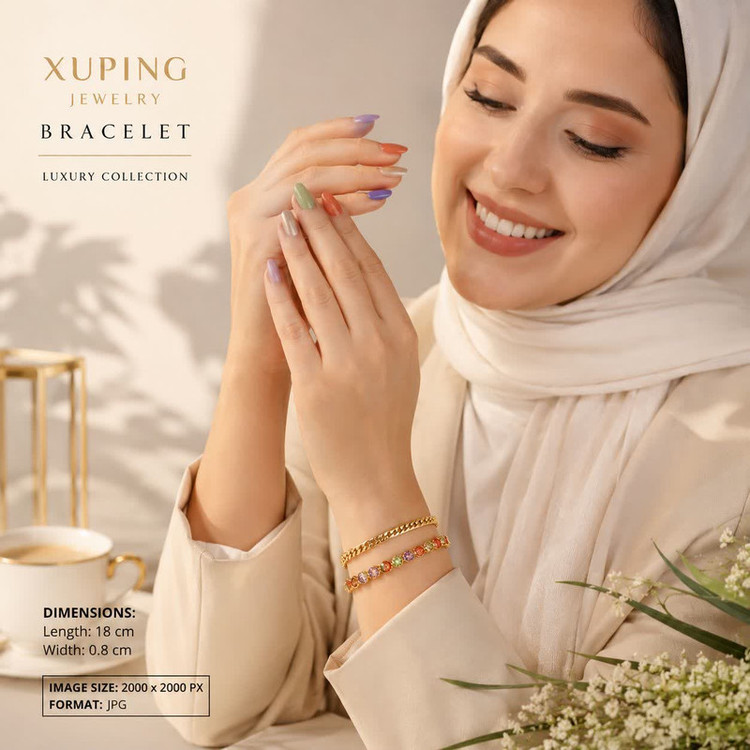 دستبند زنانه زنجیری ژوپینگ مدل کریستال آناهیتا