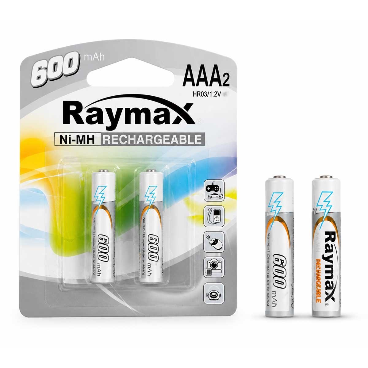 باتری نیم قلمی شارژی Raymax 600mAh AAA